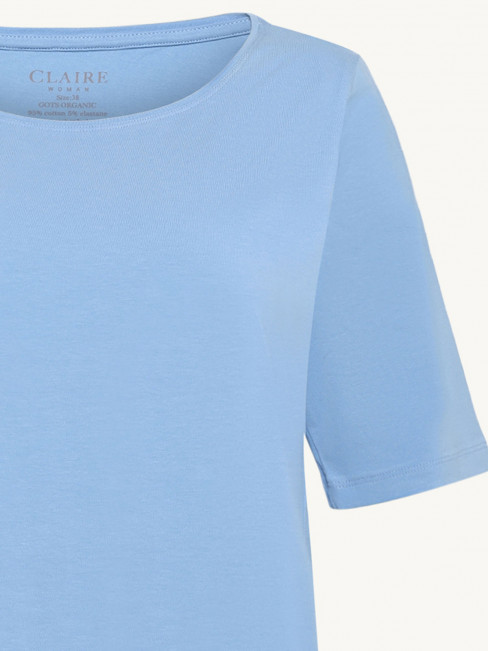 Trikåtopp Amaryllis i ekologisk bomull himmelsblå från Claire 2