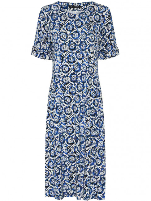 Trikåklänning blå blom från Micha