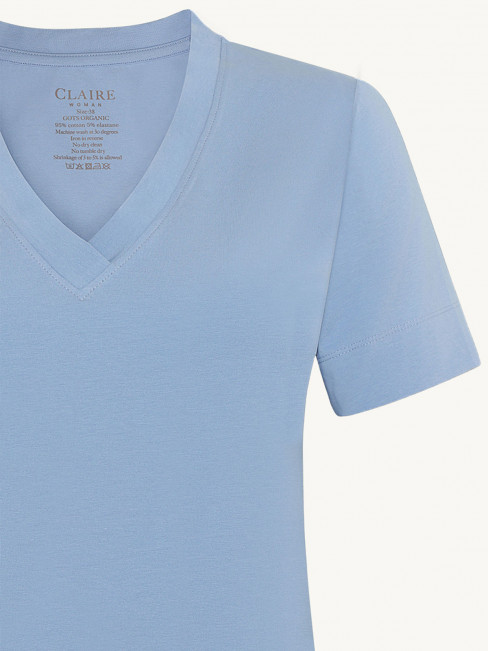 Trikåtopp Aurora i ekologisk bomull himmelsblå från Claire 2