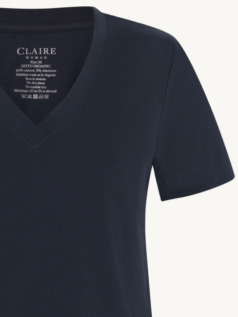 Trikåtopp Aurora i ekologisk bomull marin från Claire 2