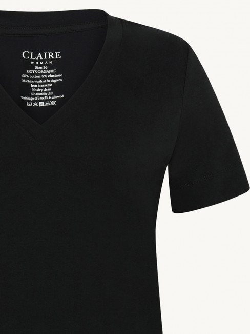 Trikåtopp Aurora i ekologisk bomull svart från Claire 2