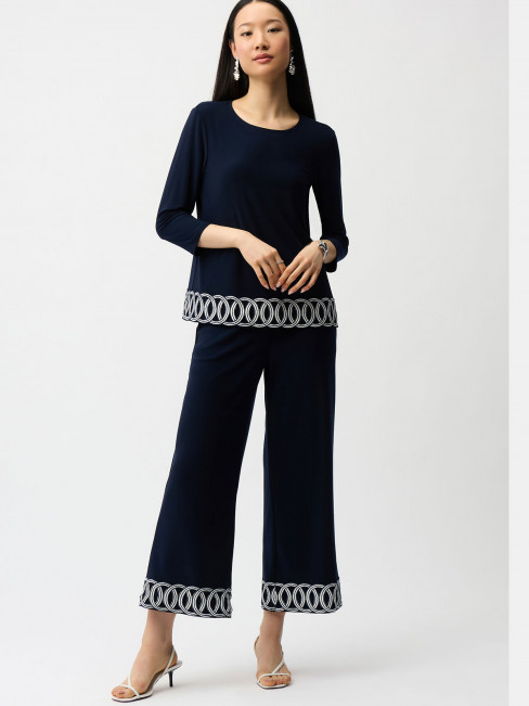 Trikåbyxa marin vita cirklar från Joseph Ribkoff 2