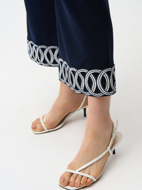 Trikåbyxa marin vita cirklar från Joseph Ribkoff