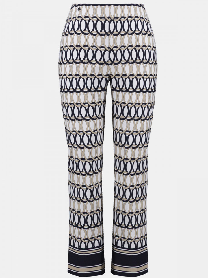 Stretchig byxa cirklar marin/sand/vit...