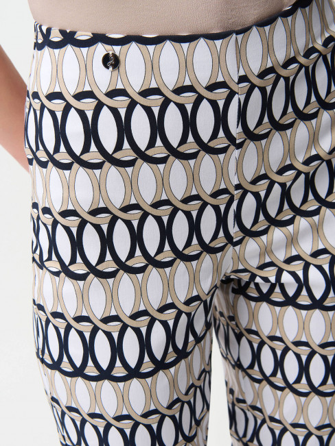 Stretchig byxa cirklar marin/sand/vit från Joseph Ribkoff 2