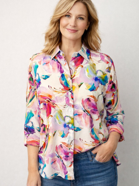 Viskosblus Licia blom från Sommermann