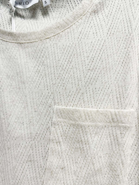 Mönsterstickad trikåtopp melerad sand från M.X.O 2