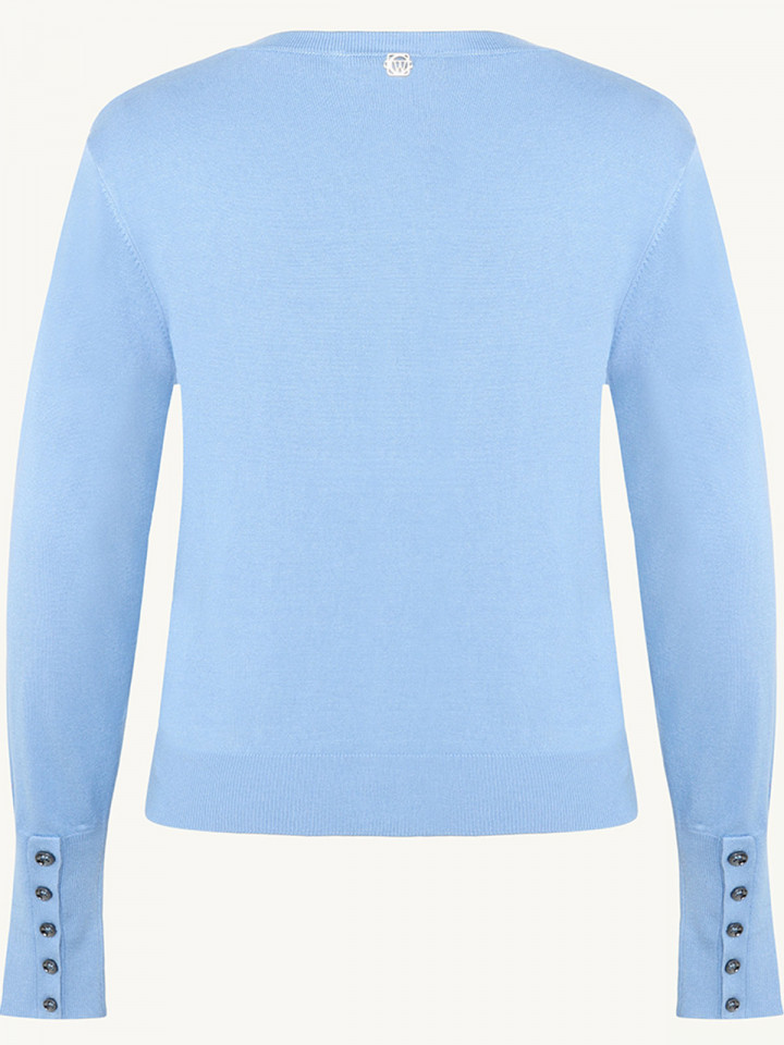 Finstickad kofta Camilla ljusblå från...