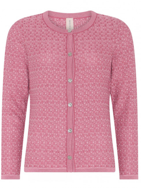 Mönsterstickad kofta melerad rosa från Skovhuus