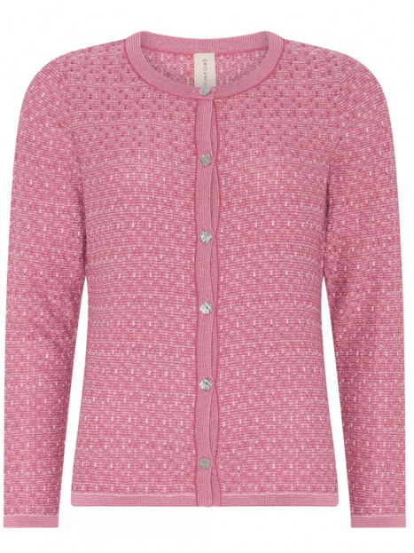 Mönsterstickad kofta melerad rosa från Skovhuus