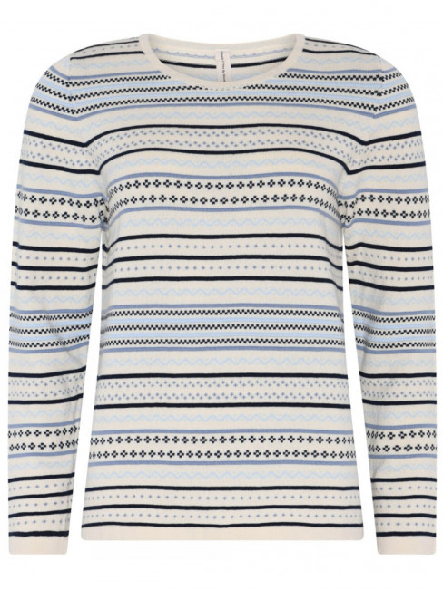 Finstickad tröja blå med mönster från Skovhuus