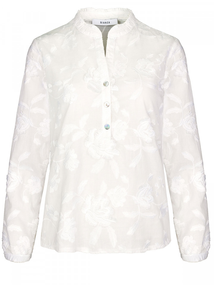 Bomullsblus vit med applikationer...