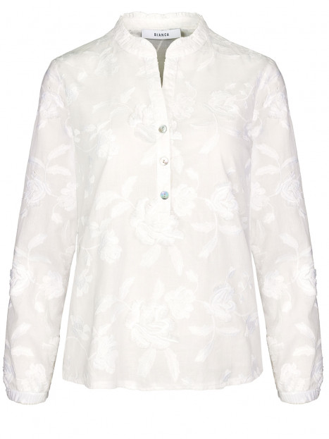 Bomullsblus vit med applikationer från Bianca