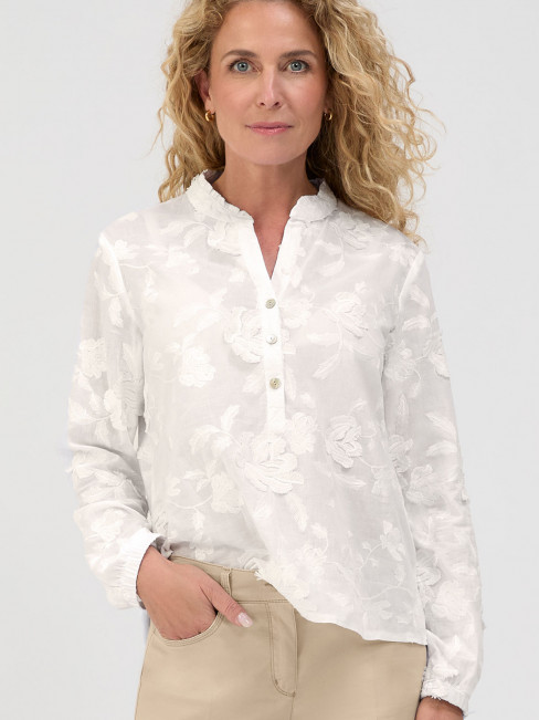Bomullsblus vit med applikationer från Bianca