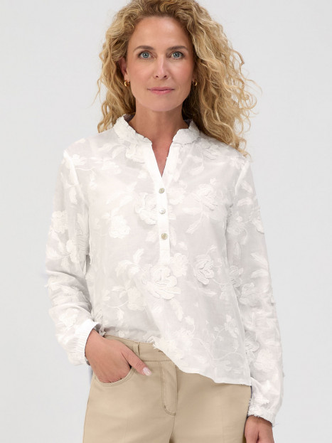 Bomullsblus vit med applikationer från Bianca