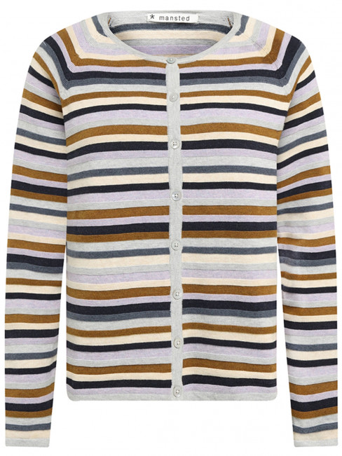 Finstickad kofta ljusgrå från Mansted