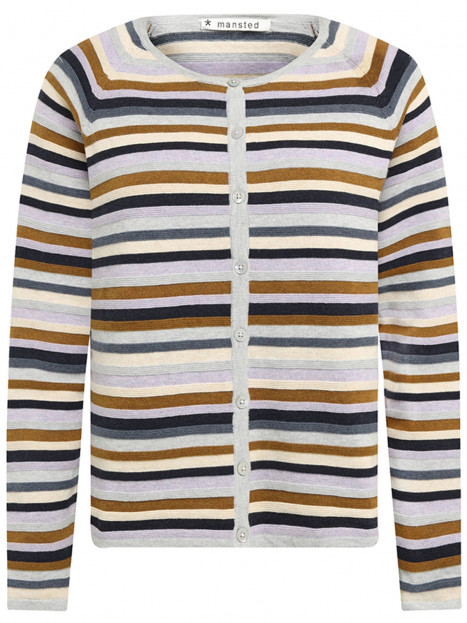 Finstickad kofta ljusgrå från Mansted