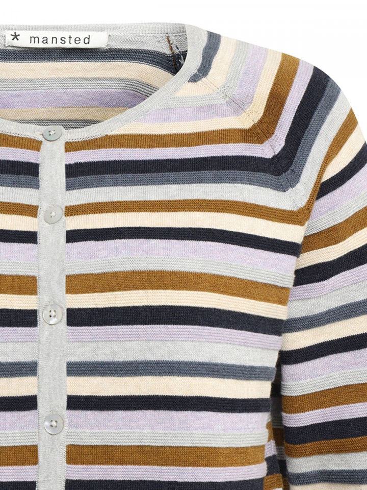 Finstickad kofta ljusgrå från Mansted