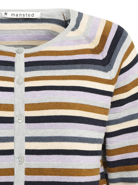 Finstickad kofta ljusgrå från Mansted