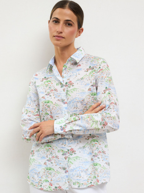 Bomullsskjorta Mileva multi på vit från Tinta Style