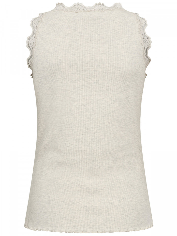 Ribbat linne spetskant Chanilla sand...