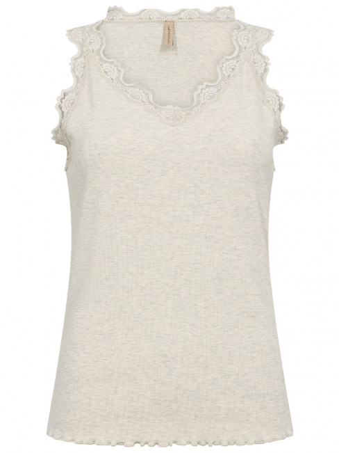 Ribbat linne spetskant Chanilla sand från SoyaConcept 2