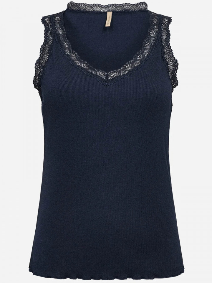 Ribbat linne spetskant Chanilla marin...