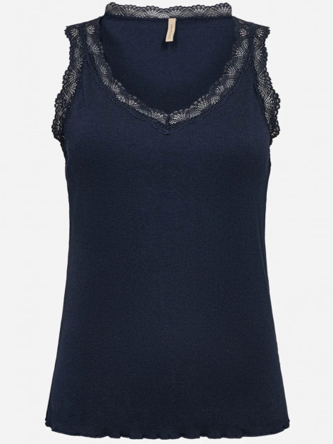 Ribbat linne spetskant Chanilla marin från SoyaConcept