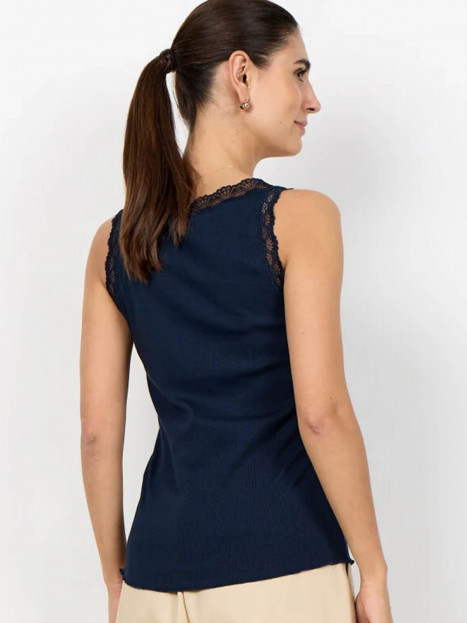 Ribbat linne spetskant Chanilla marin från SoyaConcept