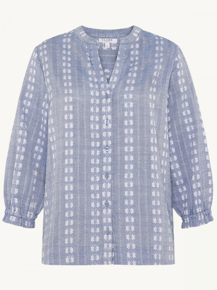 Bomullsblus Safira blå från Claire