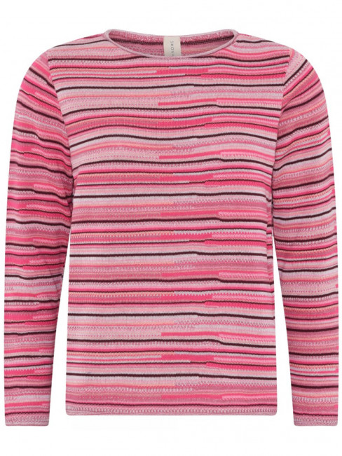 Stickad tröja rosa melerad rand från Skovhuus