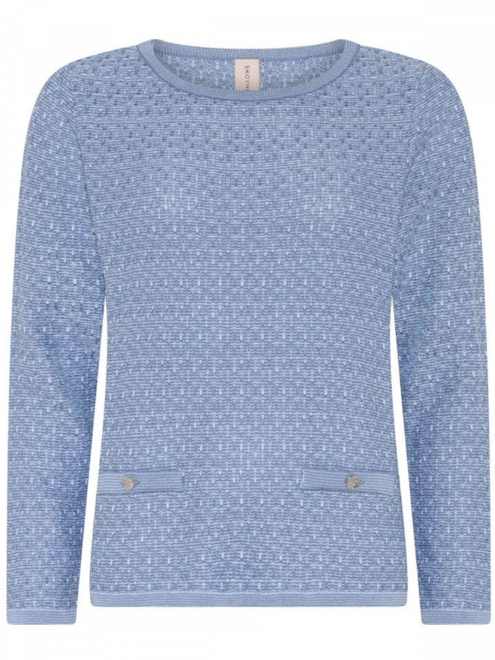 Mönsterstickad tröja blå melerad från Skovhuus