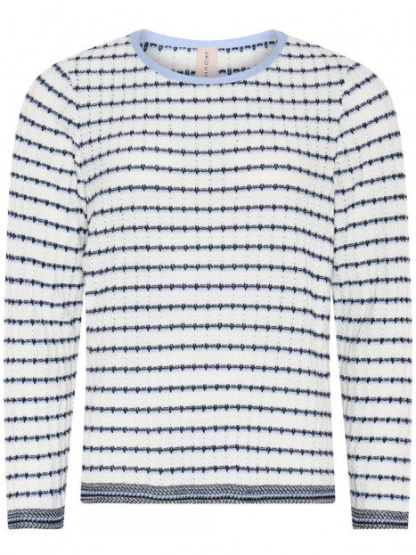 Mönsterstickad tröja vit/blå rand från Skovhuus