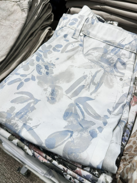 Mirakelbyxa Hannah vit/blå/grå 7/8-del från LauRie