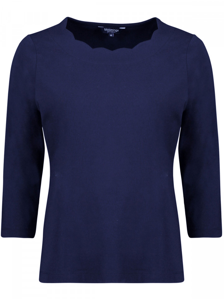 Trikåtopp med vågkant marin från...