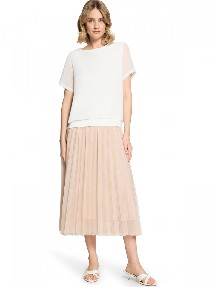 Chiffong- trikåtopp vit från Betty & Co