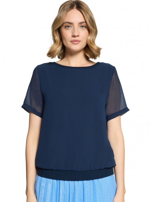Chiffong- trikåtopp marin från Betty & Co