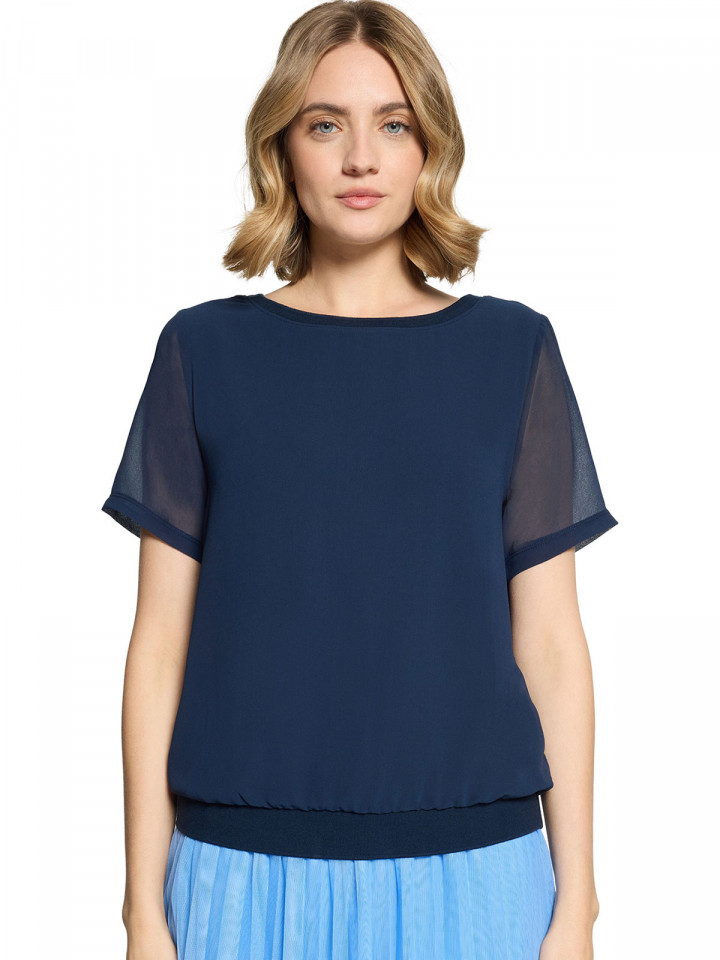 Chiffong- trikåtopp marin från Betty & Co