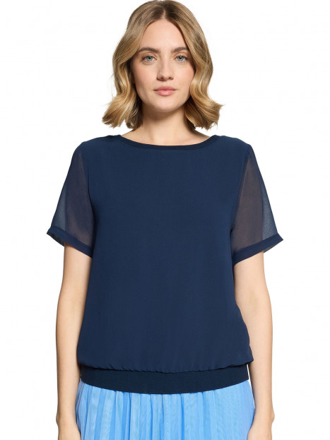 Chiffong- trikåtopp marin från Betty & Co