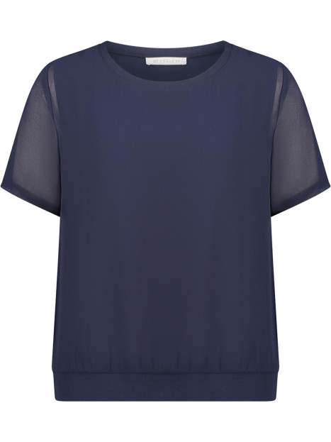 Chiffong- trikåtopp marin från Betty & Co