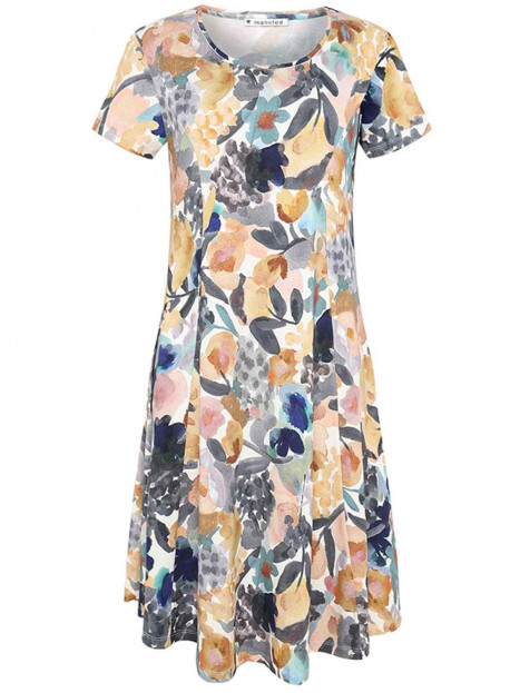 Trikåklänning Garden multi grå från Mansted