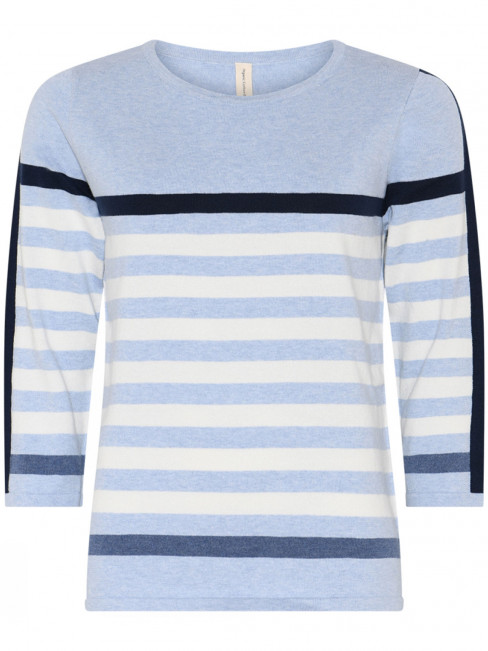 Finstickad tröja blå i ekologisk bomull från Skovhuus