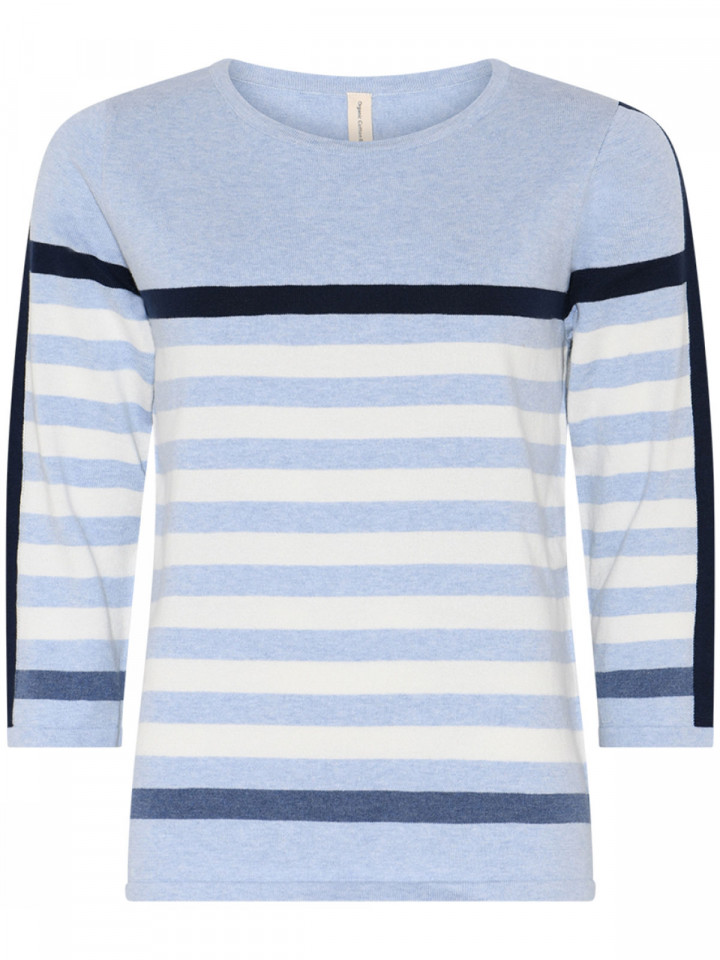 Finstickad tröja blå i ekologisk bomull från Skovhuus