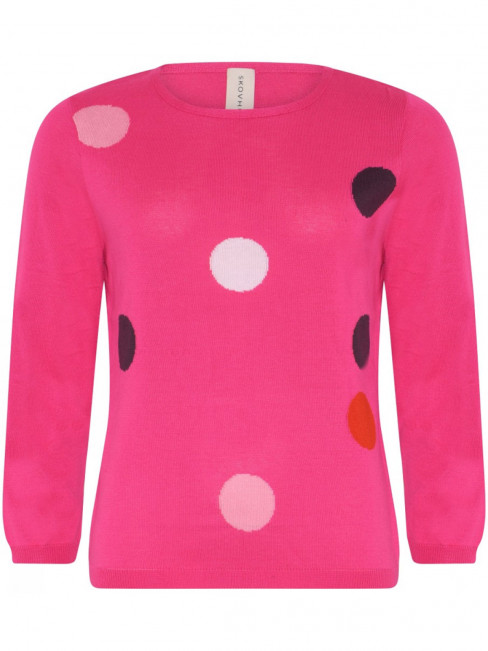 Finstickad tröja cerise prick från Skovhuus