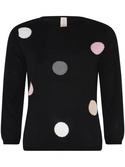 Finstickad tröja svart prick från Skovhuus