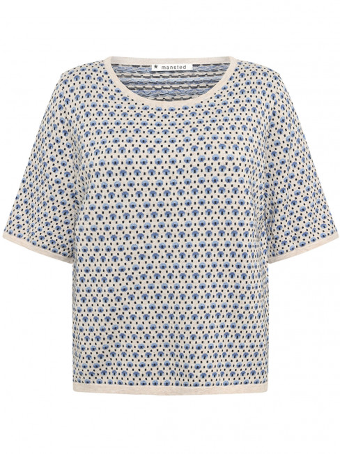 Finstickd tröja Pomme blå från Mansted