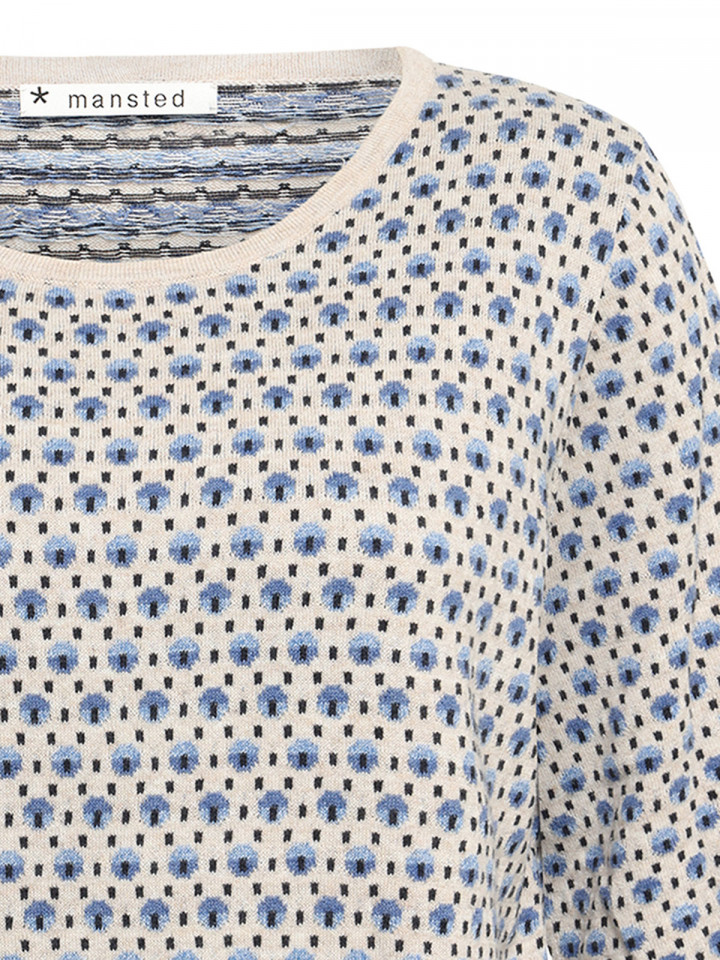 Finstickd tröja Pomme blå från Mansted