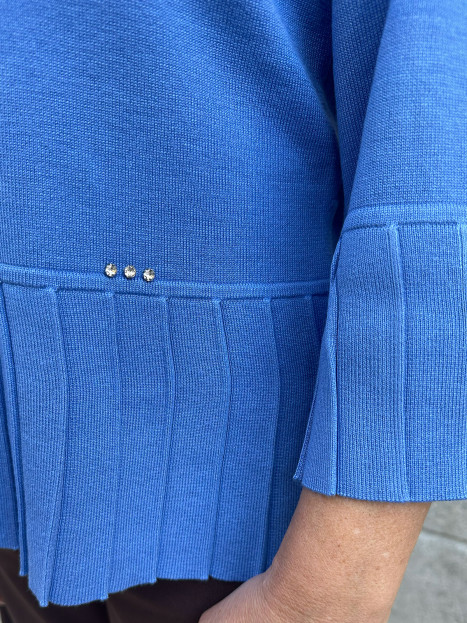 Finstickad tröja med Peplum Blå från Micha