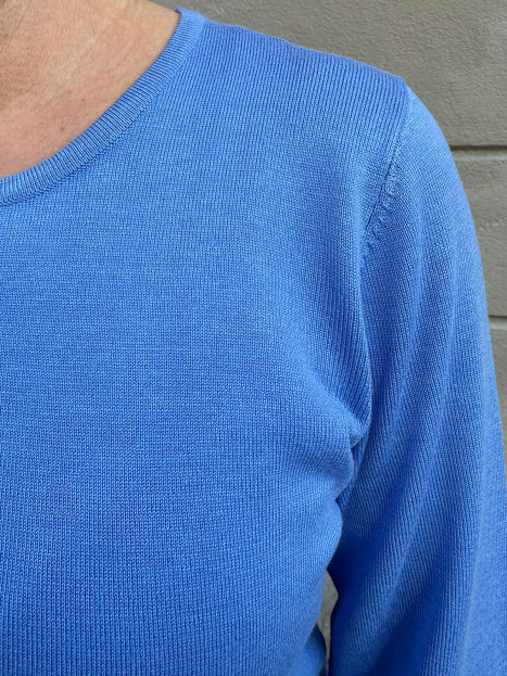 Finstickad tröja med Peplum Blå från Micha