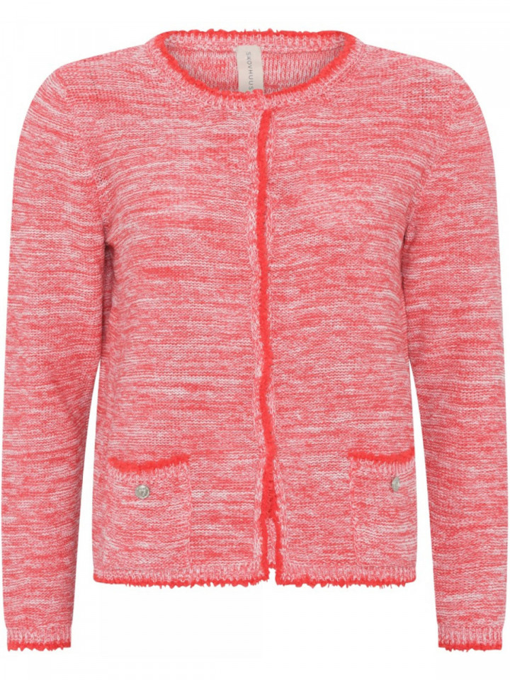 Avigstickad kofta röd från Skovhuus